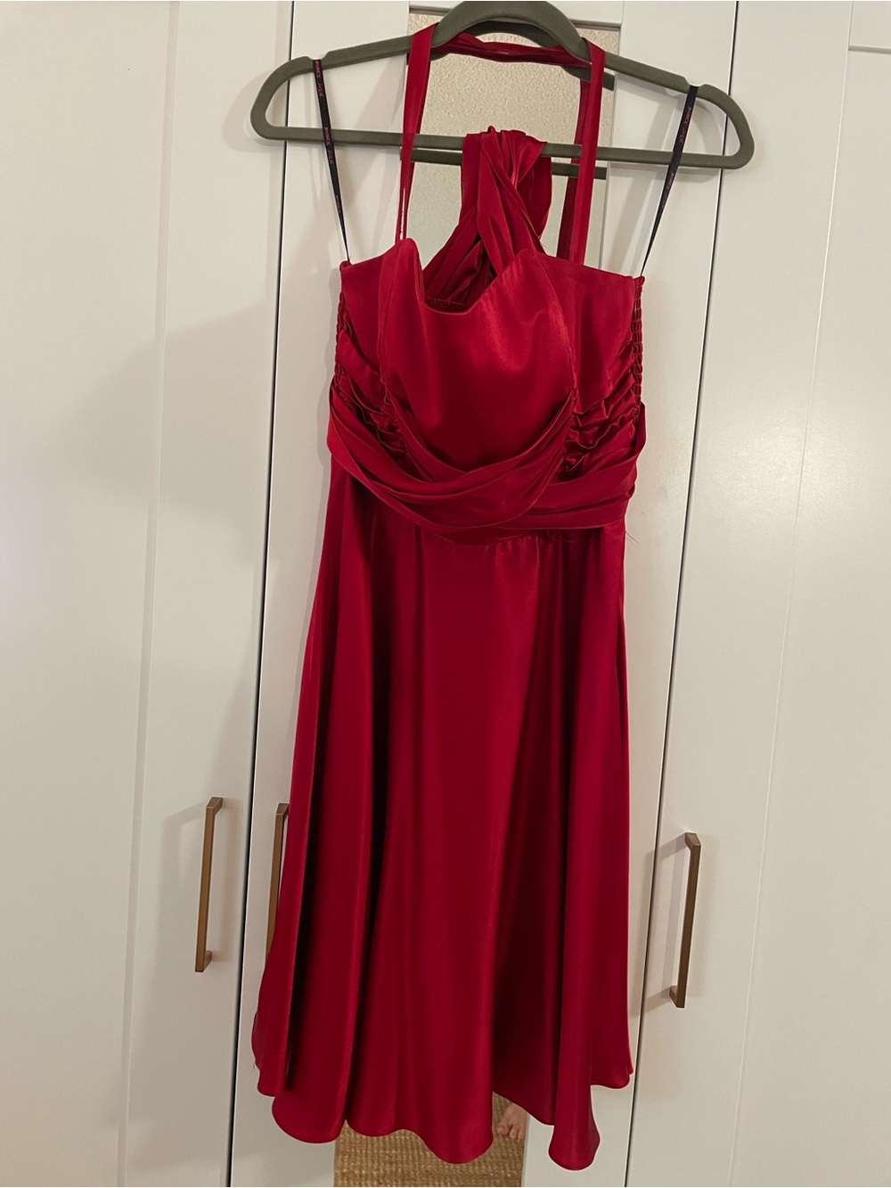 Betsey Johnson Red Satin Mini Dress with Removable Halter Detail